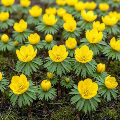 Imagen del producto de Bulbos de flores Exotenherz - Tojad invernal (Eranthis cilicica) (25 unidades), diámetro de 4-5 cm