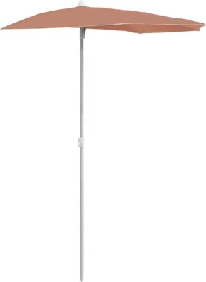 Produktbild von vidaXL Halb-Sonnenschirm mit Mast 180x90 cm Terrakottarot