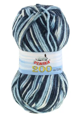 5 x 100g Strickgarn 200 by VLNIKA, #14 Blautöne