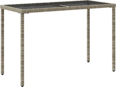 Produktbild von vidaXL Gartentisch mit Glasplatte Hellgrau 115x54x74 cm Poly Rattan