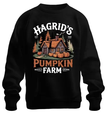 Obrázek produktu pro Hagrids Pumpkin Farm Magical Autumn Halloween Pumpkins Cottage Retro Uni mikina, černá, XXL