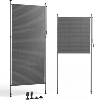Produktbild von Balkon Sichtschutz - Vertikalmarkise zum Klemmen - HDPE - Ohne Bohren - Sonnenschutz für Außen - 120 x 270 cm - Grau