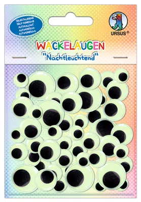 Wackelaugen Glow in the dark, 52 Stück, 4 Größen, selbstklebend