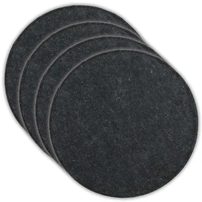 Produktbild von VOSSBACH 4er Set Filz Sitzkissen Anthrazit Rund Ø 35 cm mit Antirutschnoppen Stuhlkissen Sitzauflage Filzkissen