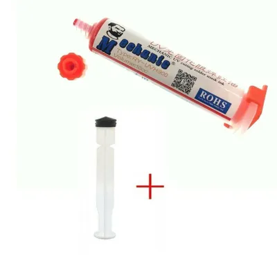 Imagen del producto de 1 x Masilla de soldadura endurecible por UV, 10 ml, 6 colores, para PCB y placas BGA, color rojo