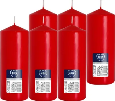 Zdjęcie produktu dla Świeca walec BISPOL Aura 48H 15CM SW60/150 CZERWONA 6szt.