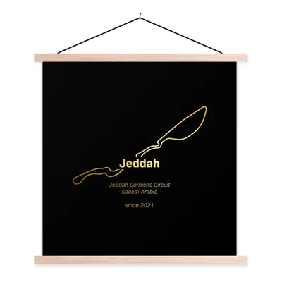 Produktbild von MuchoWow® Textilposter F1 - Jeddah - Rennstrecke 60x60 cm mit holzfarbenen Rahmen - Wanddekoration