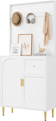 Image de Armoire compacte avec placard mural, étagère et meuble à chaussures, pour couloir et entrée, 80 x 175,5 x 35 cm