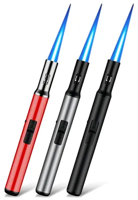 Zdjęcie produktu dla Zapalniczka sztormowa gazowa - Uzupełnialna - 19 cm - Zestaw 3 szt. - Wiatroodporna do świec i grilla