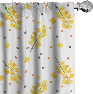 Image de ABAKUHAUS Rideaux moutarde, rideaux, motif sucré avec des fleurs et de jolis pois, botanique abstrait artistique, 2 pièces 75 x 245 cm, multicolore