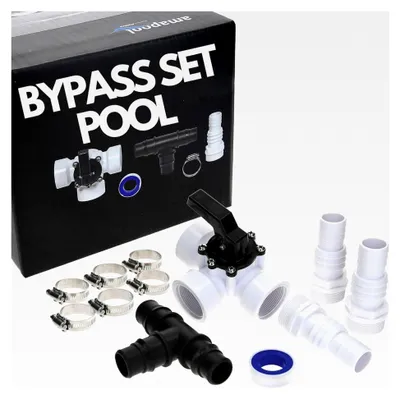 Produktbild von Bypass Set Pool 38mm – Komplettset für Poolheizung und Sandfilteranlage mit 3-Wege-Ventil und Anschlussset für Poolzubehör und Schlauch 32/38mm
