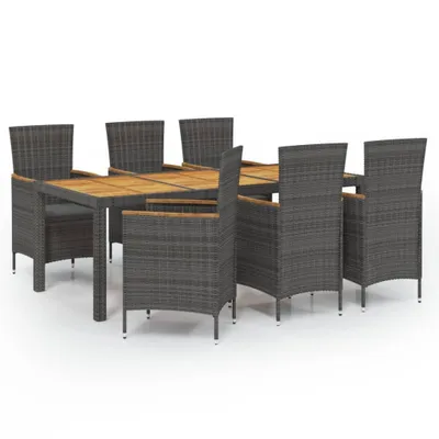 Image de vidaXL Ensemble de jardin 7 pièces avec coussins Poly rotin gris