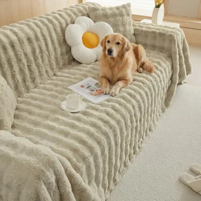 Immagine prodotto di Copridivano in peluche 2 posti 180*230 cm Copridivano Protezione per divano Morbido Spesso Caldo per l'inverno, divano, letto, camera da letto, soggiorno, kaki