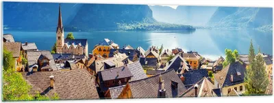 Produktbild von Bilder auf glas - Berge See Wasser - 160x50cm - Glasbilder - Wandbilder - Kunstdruck - zum Aufhängen bereit - Wanddekoration aus Glas - Glas Bilder - Wandbild auf Glas - Einteilig - GAB160x50-3955
