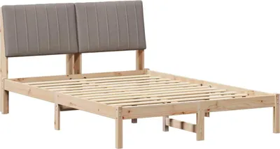 Produktbild von vidaXL Bettrahmen mit Kopfteil Braun 135 x 190 cm Massives Kiefernholz