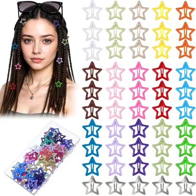 Imagen del producto de Horquillas con forma de estrella, 50 unidades, de metal, de colores variados, para el cabello