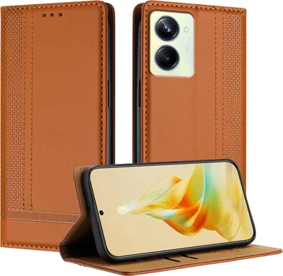 Obrázek produktu pro Pouzdro pro Realme 10 Pro kožené flipové pouzdro s funkcí stojánku Hnědý