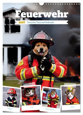 Produktbild von Feuerwehr - Tierischer Feuerwehrkalender (Wandkalender 2027 DIN A3 hoch), CALVENDO Monatskalender