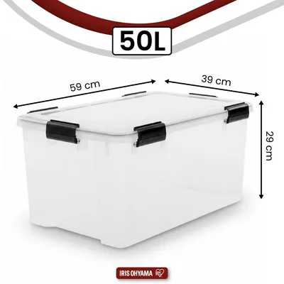 Produktbild von Iris Ohyama 50L Aufbewahrungsboxen 4er-Set Transparent Luftdicht Stapelbar