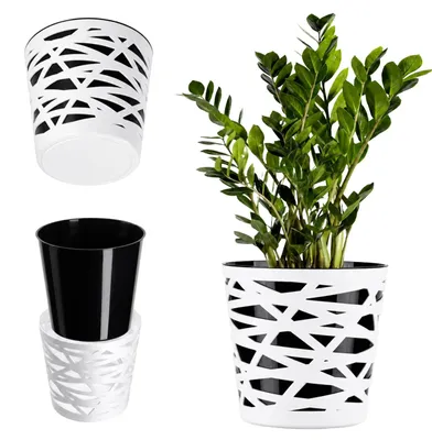 Obrázek produktu pro KADAX "Rusio" květináč, kulatý květináč, plastový květináč, květináč, 19 cm, černý