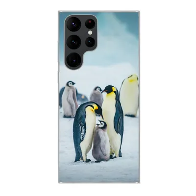 Produktbild von MuchoWow® Handyhülle Schutzhülle Hülle für Samsung Galaxy S22 Ultra Kaiserpinguin-Küken wird gefüttert Silikon Softcase Handy Hülle - Abbildung