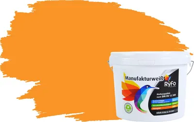 Produktbild von RyFo Colors Bunte Wandfarbe Manufakturweiß Sorbetorange 3l - weitere Orange Farbtöne und Größen erhältlich, Deckkraft Klasse 1, Nassabrieb Klasse 1