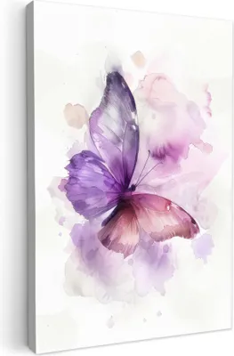 Produktbild von MuchoWow® - Leinwandbilder - Schmetterling - Lila - Pastellfarben, Wandbild, Wanddeko Bilder Wohnzimmer, 60x90cm