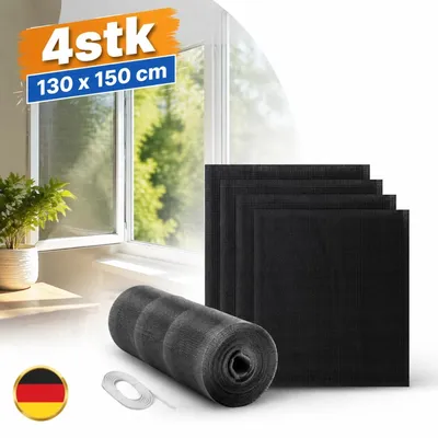Productafbeelding van Muggennet voor ramen, set van 4, 130 x 150 cm, vliegennet, insectenbescherming zonder boren