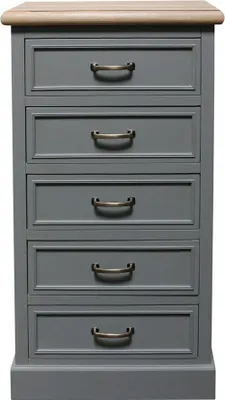 Produktbild von Kleine Kommode FARMHOUSE grau braun mit 5 Schubladen Landhausmöbel modern