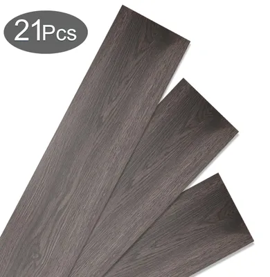 Obrázok produktu pre Vigevee, podlahové krytiny z PVC, vinyl, 3 m², samolepiace, dosky/plánky, protišmykové, vodotesné, 21 kusov, vinylové dosky s drevenou textúrou (tmavá sivá)