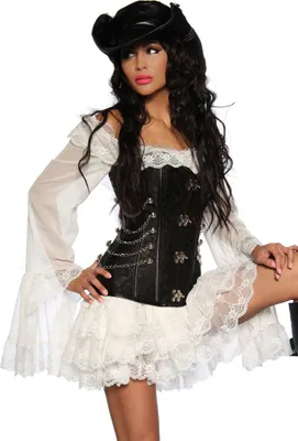 Produktbild von Piratenkleid / Longbluse in weiß Größe L = 40