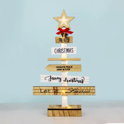 Image de ACA Lighting décoration en bois arbre de Noël 10 MINI LED WW à piles (2AA) IP20 22.5X5X38cm X05121120