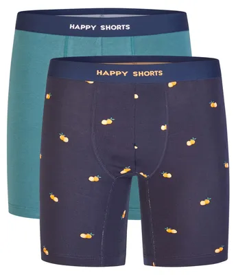 Immagine prodotto di 2 Happy Shorts Jersey Trunk Lunghi Boxer da uomo Pant Orange - Verde