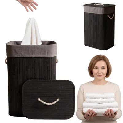 Image de Panier à linge en bambou SADE, 80 l