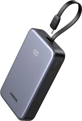 Zdjęcie produktu dla Powerbank 20000Mah Ugreen Pb505, Usb + Usb-C, Wbudowany Kabel, 20W (Szary)