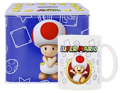 Produktbild von Nintendo Super Mario World Set Cup Becher mit Spardose - Figur : Toad