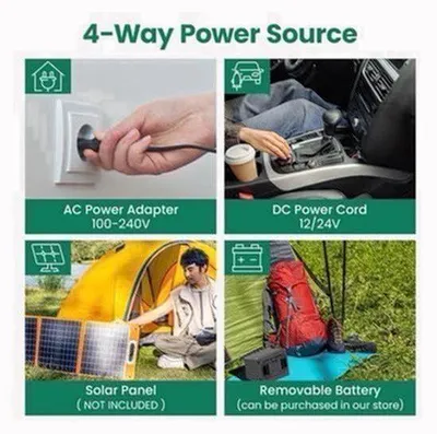 Zdjęcie produktu dla Lodówka – Lodówka samochodowa – Przenośna lodówka kompresorowa – Lodówka elektryczna – do użytku na kempingu, w samochodzie, ciężarówce, łodzi – pojemność 60 litrów – zasilanie 12/24V DC oraz 110-240V AC – wymiary 75,5 x 50 x 64 cm – kolor: szary