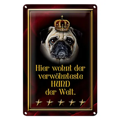 Produktbild von Blechschild Spruch 20x30cm hier wohnt Hund der Welt