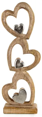 Produktbild von Herzen Skulptur aus Holz & Metall Herz Figur stehend 45 cm