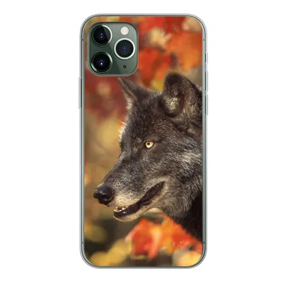 Produktbild von MuchoWow® Handyhülle Schutzhülle Hülle für iPhone 11 Pro Wolf - Nahaufnahme - Blätter Silikon Softcase Handy Hülle - Handy