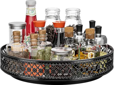 Immagine prodotto di Porta erbe Lazy Susan - Girevole e pratico - 28 cm - Nero - Metallo