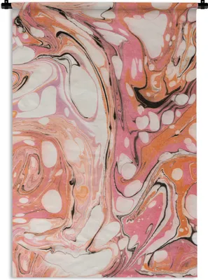 Produktbild von MuchoWow® Wandteppich Wandbehang Marmor - Rosa - Schwarz 120x180 cm Tapisserie Dekoration Wandtuch - Schlafzimmer - Dekorationen für das Haus