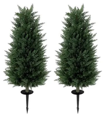 Produktbild von Künstliche Zypresse 2er-Set mit Erdspieß 100 cm
