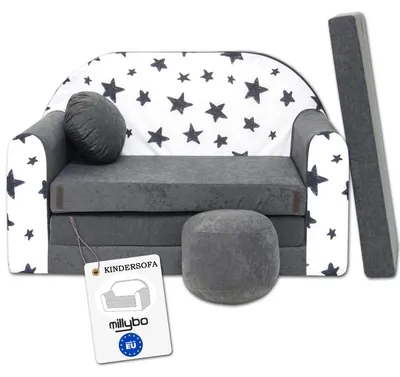 Produktbild von MILLYBO Kindersofa 3in1 – Spielsofa & Schlafsofa für Kinder Grau - AC1