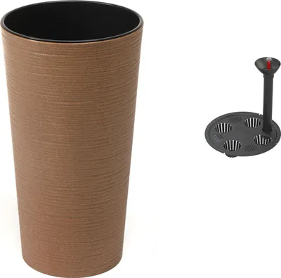 2 Runde Pflanzkübel Mit Rattan-Look – Kunststoff, Wetterfest – Mokka, 300 Mm