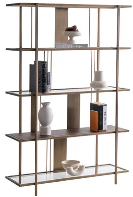 Produktbild von s Bücherregal mit Holz und Metall in modernem Stil