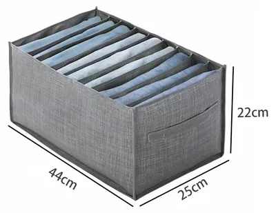 Produktbild von Unterwäsche-Aufbewahrungsbox - Kleiderorganizer - 9 Fächer - Stoff - Faltbar - Stapelbar - Für Schubladen und Kleiderschrank - Grau