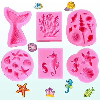 6 Silikon-Fondantformen, Backformen, Fischform, für Kuchen, Schokolade, Eis