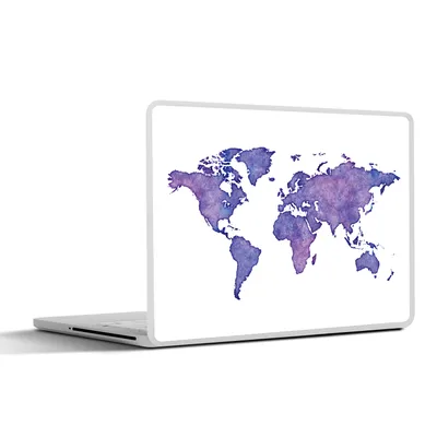 Produktbild von MuchoWow® Laptop Aufkleber Sticker Cover Weltkarte - Aquarell - Violett 30x22 cm - Laptop-Sticker