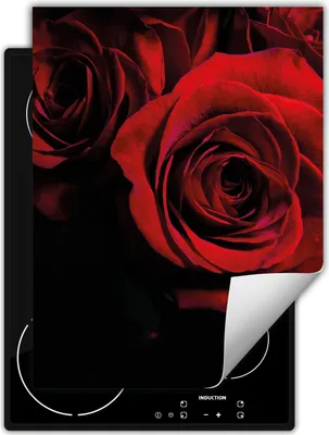 Produktbild von DarHaus Herdabdeckplatte Einteilig Küche Abdeckplatte für Glaskeramikfeld Abdeckung Induktionskochfeld Aufrollbare Matte 40x52 cm, schwarz - rot - Rose